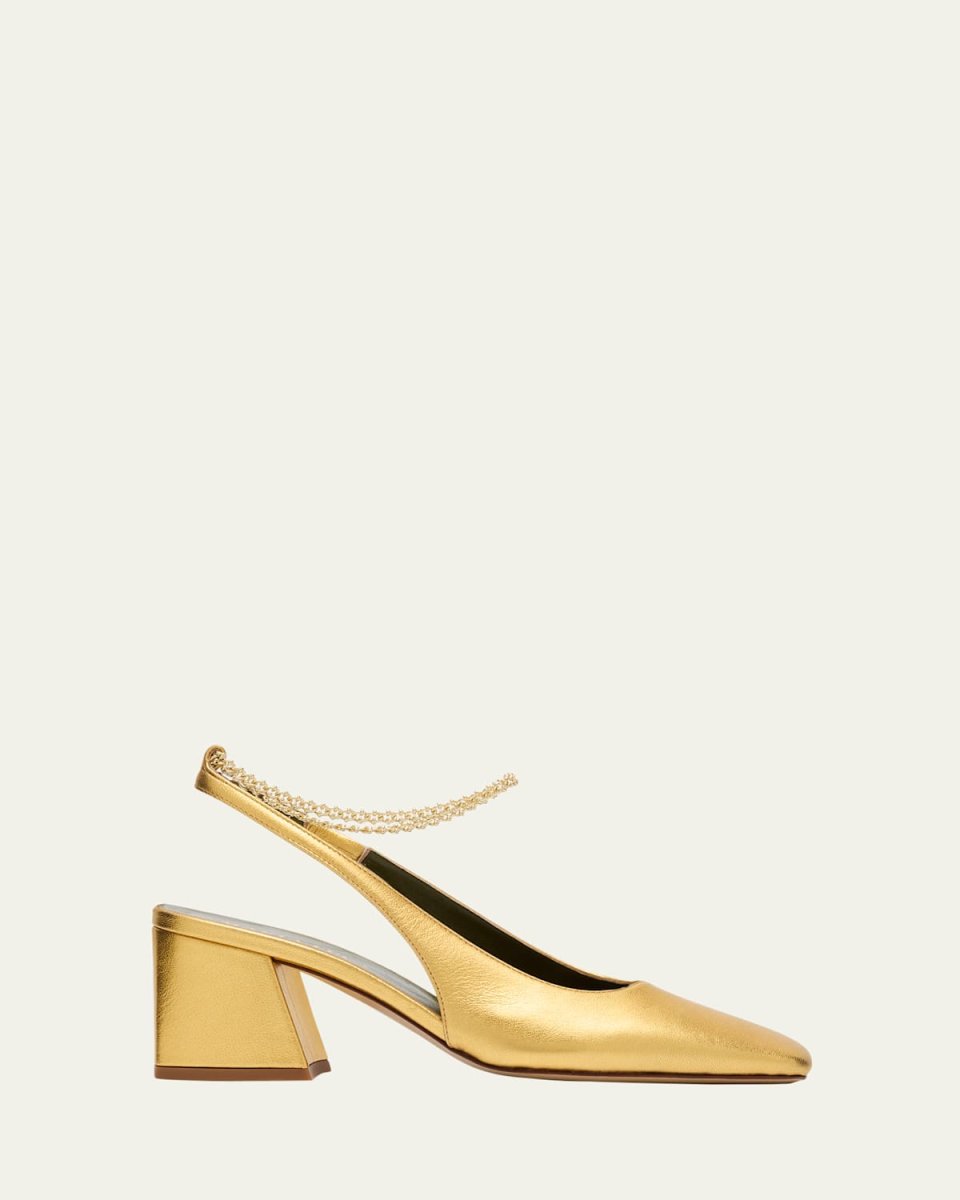 Ilaria Metallic Chain Slingback Pumps